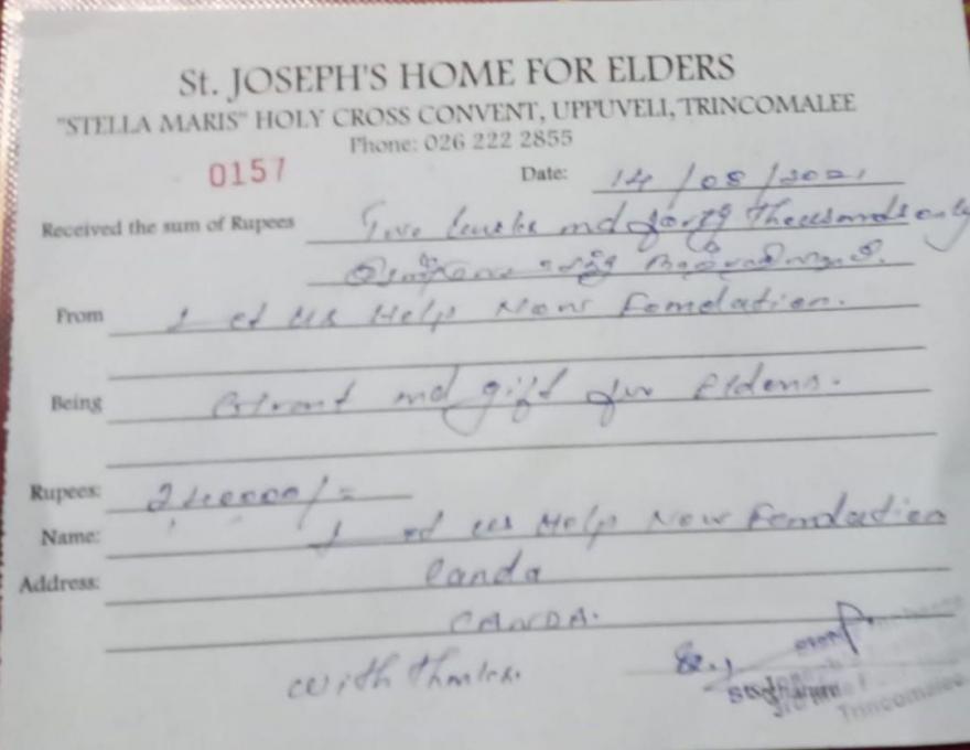 St Joseph Trinco Receipt 