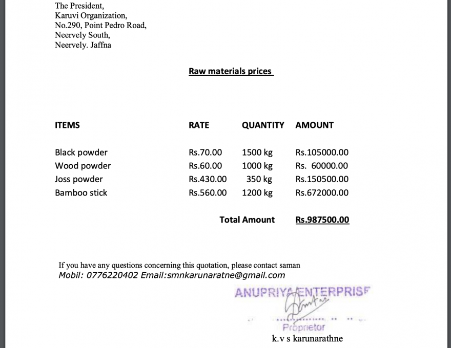 Small Business Development Assistance for Karuvi - 2